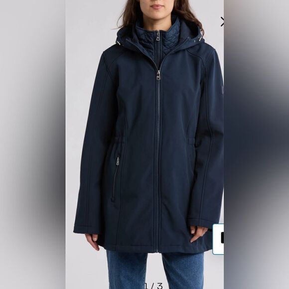 Lauren Ralph Lauren Quilted Bib Hooded Softshell Jacket Size M - Picture 1 of 16